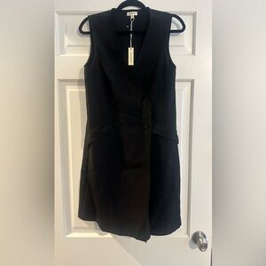 Max Studio Sleeveless Double Breasted Black Mini Dress Sz M NWT Tuxedo NEW $168